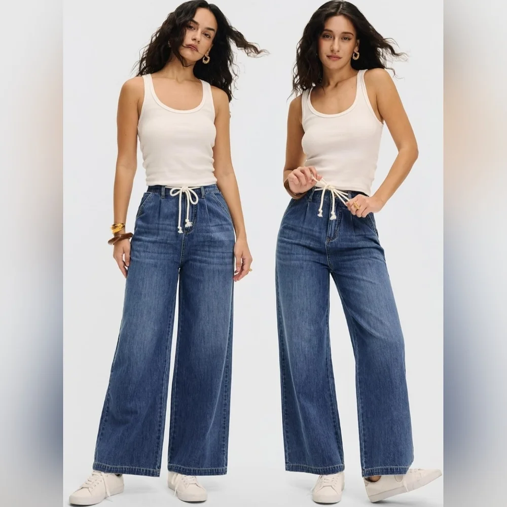 Classic Denim Wide Leg Jeans for Women